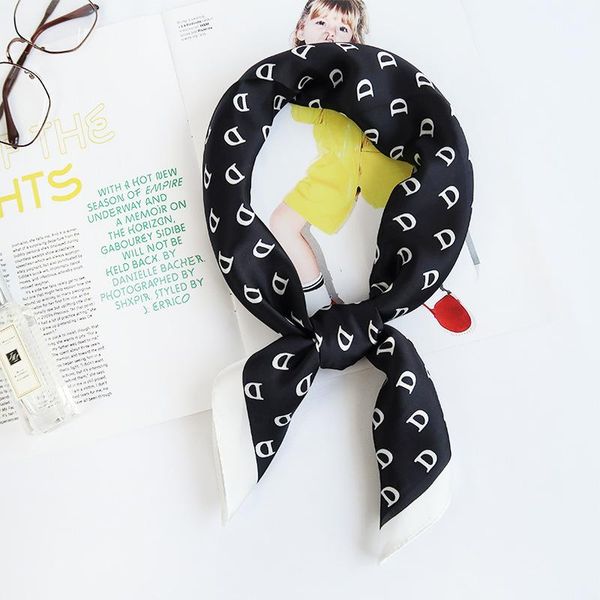 

scarves silk scarf multifunction lady fashion printed hair tie flower leopard striped ribbon headwear retro neckerchief for, Blue;gray