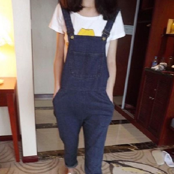 

women's jumpsuits & rompers womens wide pencil long female blue holiday playsuit jeans denim elastic waist strappy beach jumpsuit 51292, Black;white