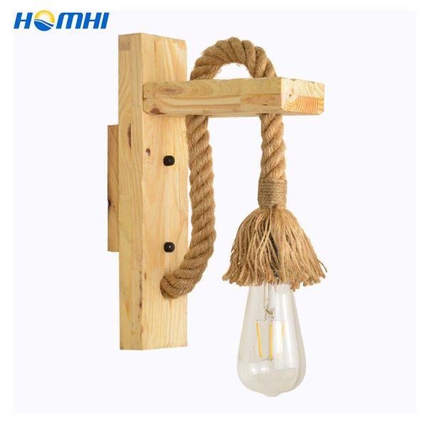 

wall lamps rope wood lamp american retro sconce industrial lighting home decoration decorations living recibidor de entrada