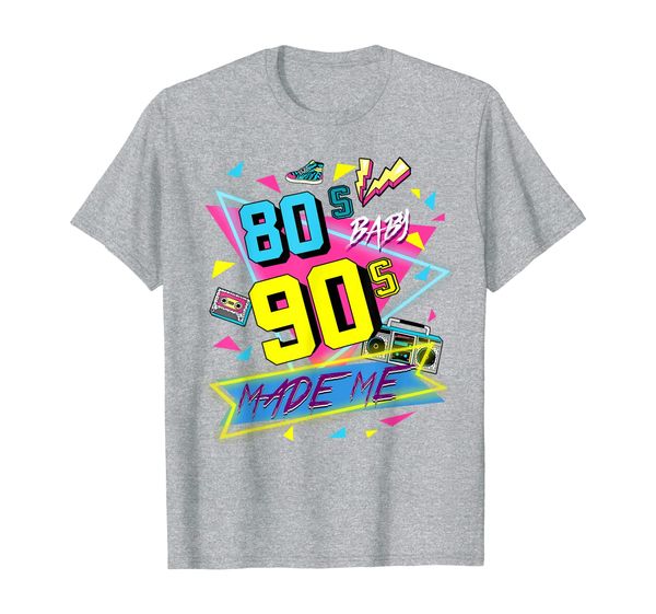 

funny vintage 80's baby 90's made me retro nostalgia t-shirt t-shirt, White;black