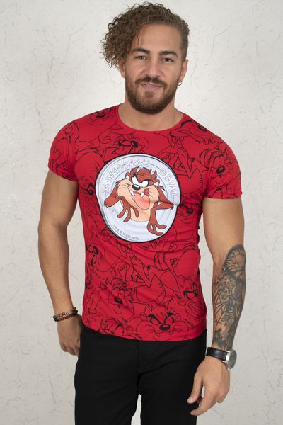 

Red Framed Tasmania Patterned Men 's Tee Shirt 2002013 Hkqy, White;black