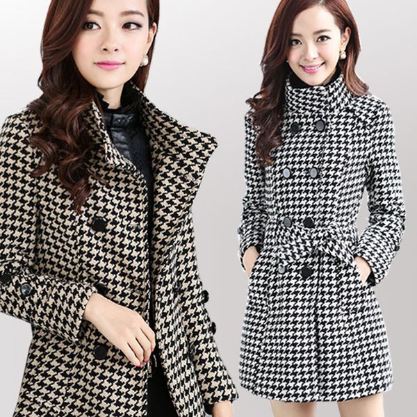 

women fashion autumn and winter new temperament section style plaid trespassed thin jacket lmuq, Black