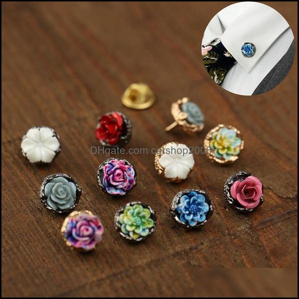 

pins, brooches jewelry fashion metal rose needle individual suit collar button simple flower aessories vintage for women men drop delivery 2, Gray
