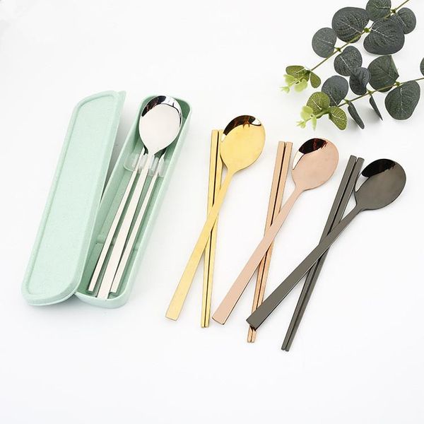 

chopsticks 304 stainless steel chinese spoon non-slip reusable chopstick 2set