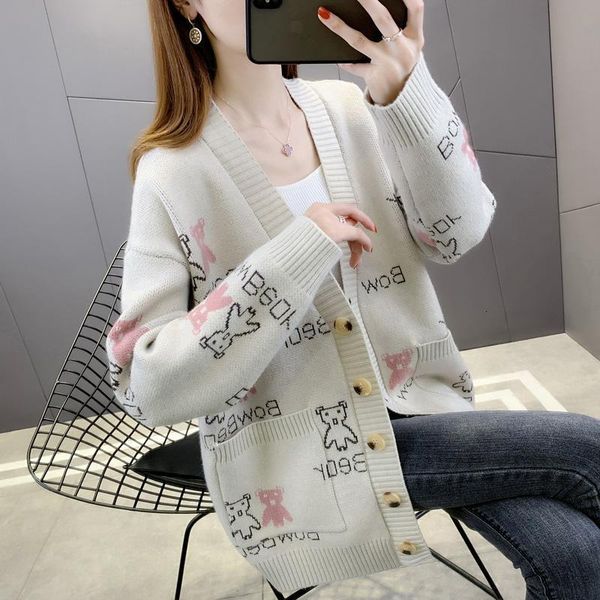 

women's knits & tees ladies cardigan sweater women korean casual jacket autumn new fashion knitted tiic, White