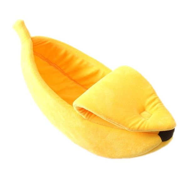 

funny banana shape pets cat bed house cozy cute banana puppy cushion kennel warm portable pet basket supplies mat beds