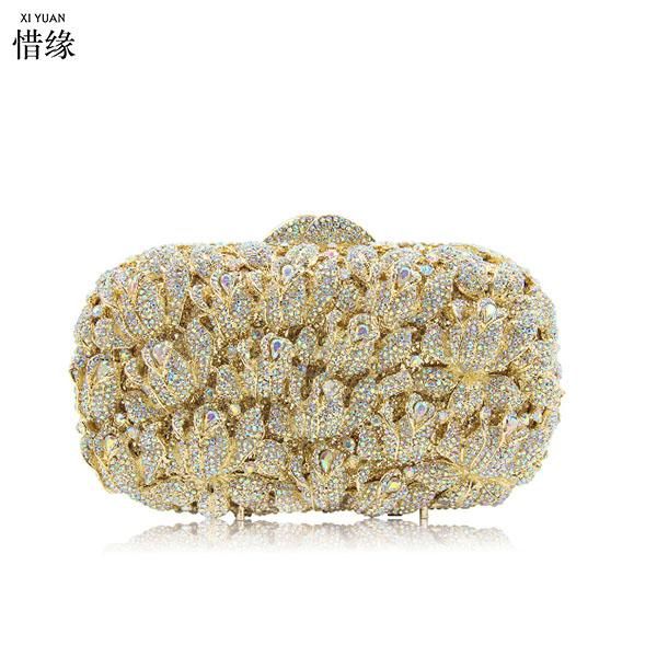 

xiyuan brand gold party purse bags women luxury silver crystal evening bags female pochette diamond ladies wedding clutch