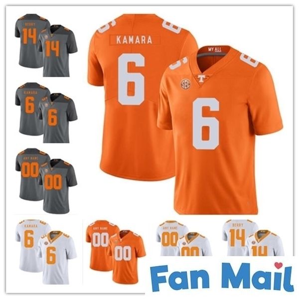 

custom tennessee volunteers college #6 alvin kamara 16 peyton manning 14 eric berry 1 jason witten orange white gray ncaa football jerseys, Black