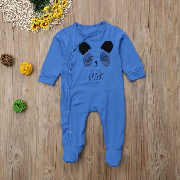

infant cartoon bear baby clothes girl & boys long sleeve daddy mummy baby rompers baby grow sleep suits romper 0-18 months, Blue