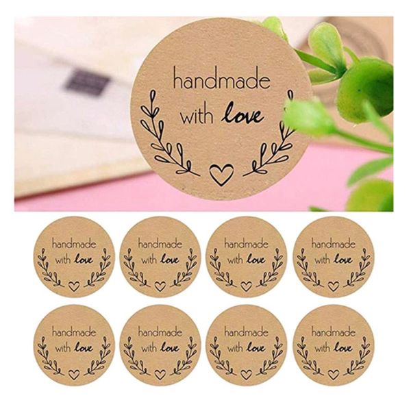 

gift wrap 500pcs round natural kraft handmade stickers scrapbooking for package adhesive thank you sticker seal labels stationery 2021