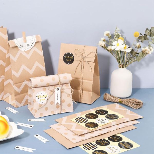 

gift wrap party paper bags, favour bags small treat with stickers for sweets, cookies, candies