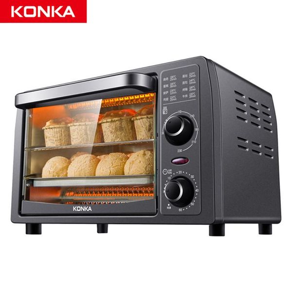 

konka electric mini oven 4 slice multi-function stainless steel with timer bake broil 1050w includes baking pan and rack