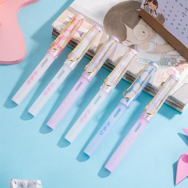 

new 2pcs ransparent colors office fountain pen set student school stationery supplies ink pen