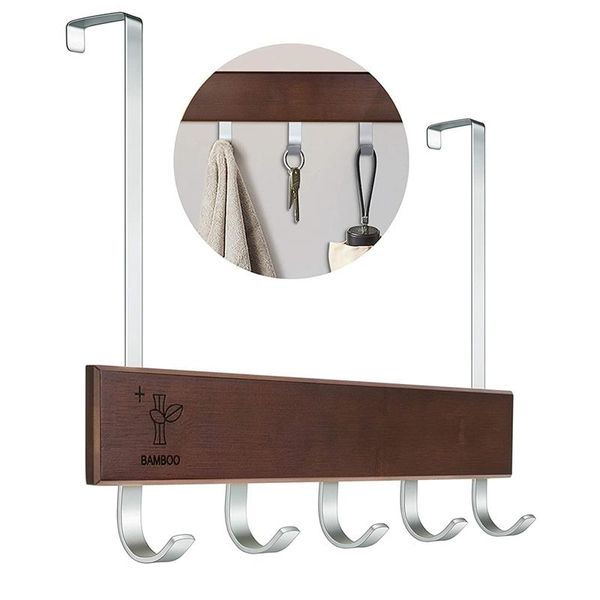 

over the door hook bamboo door hanger with 5 hooks hooks for hanging clothes hat coat and towels