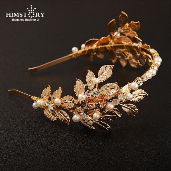 

hair clips & barrettes himstory fashion baroque pearl bridal crown tiaras gold diadem for women bride wedding accessory, Golden;silver