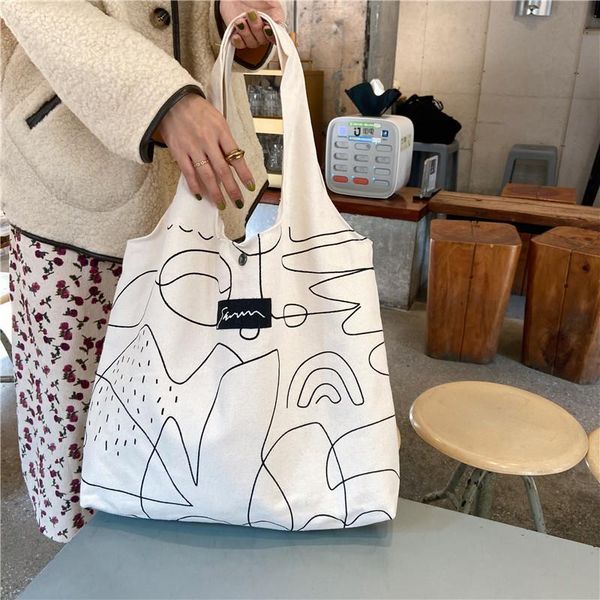 

evening bags large-capacity canvas handbag, shoulder bag pure cotton reusable women's shopping beach handbag