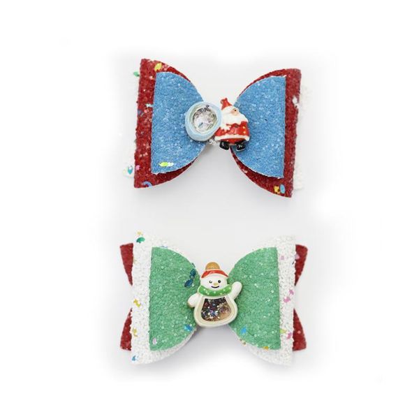 

hair accessories shiny christmas santa claus snowman barrettes bow hairpins cute accessoires kids girls headwear glitter side clips, Slivery;white