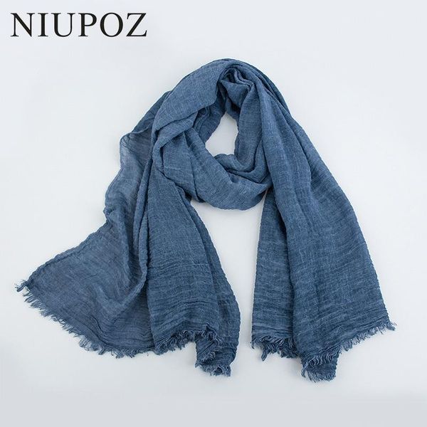 

scarves 2021 design cotton linen scarf women solid cashual shawl muslim hijab warm thick knitted 80*200cm m268, Blue;gray