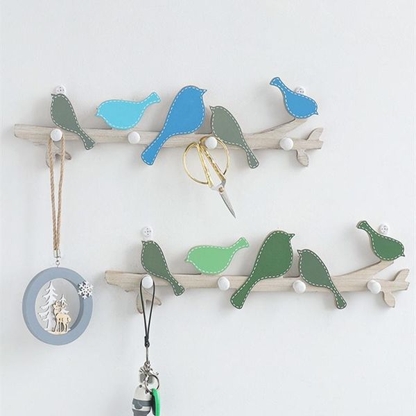 

robe hooks wooden bird coat hook household wall-mounted hanger home bathroom living room bag hat holder