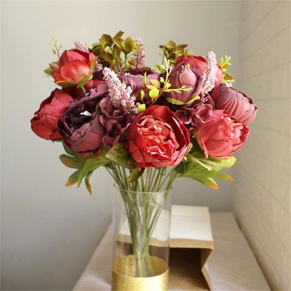 

decorative flowers & wreaths 13 heads peony bouquet artificial home decoration silk fake plant wedding
