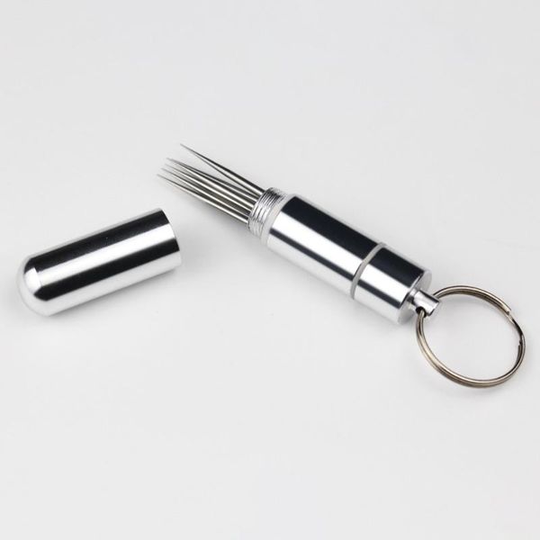 

forks 6pcs/set multi-function waterproof toothpick fruit fork with holder reusable titanium alloy home outdoor tools