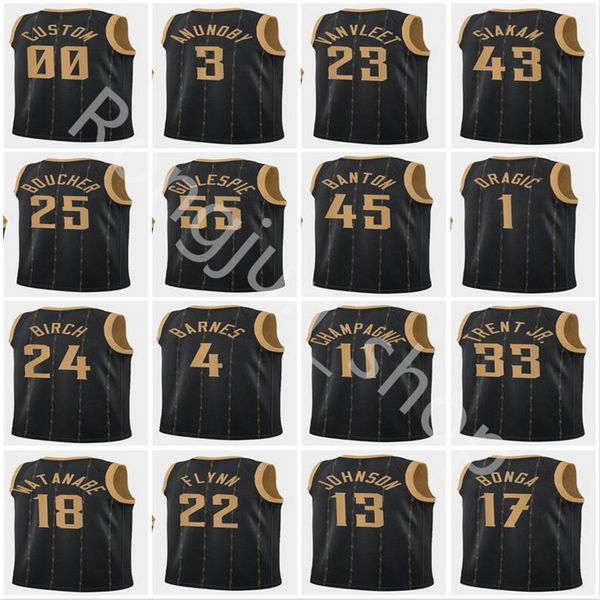 

75th anniversary 2021-22 city black basketball jerseys scottie 4 barnes fred 23 vanvleet pascal 43 siakam goran 1 dragic og 3 anunoby gary 3, Black;red