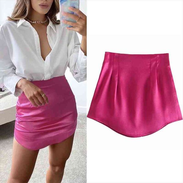 

wesay jesi za summer womens skirt fashion office high waist short skirt satin a-line french vintage mini, Black