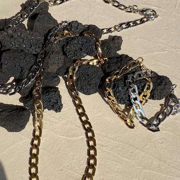 

hbp fashion texture belt modeling thick necklace simple versatile bracelet big gold chain children, Silver