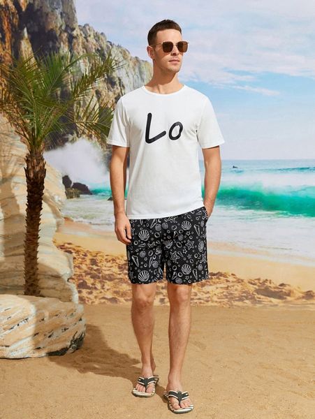 

men letter graphic tee s93k#, White;black