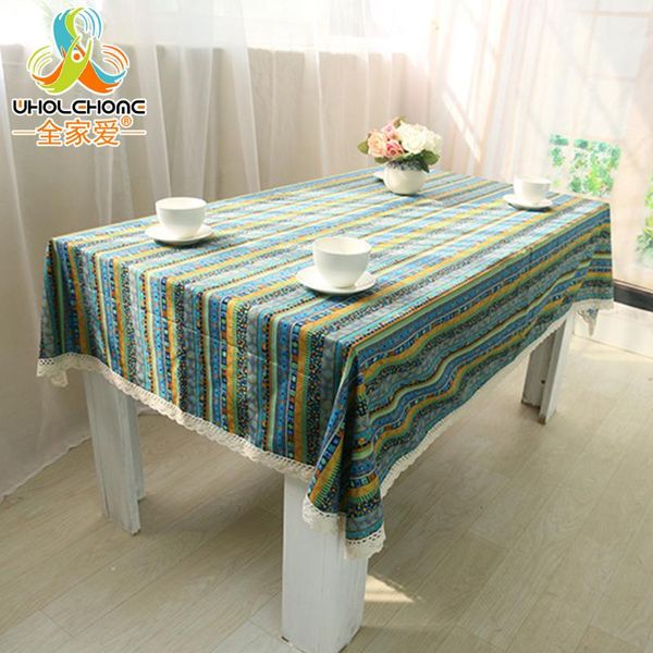 

1pcs/lot spliced lace tablecloth luxury bohemia dustproof table cover cotton linen fabric table cloth for home party hiking