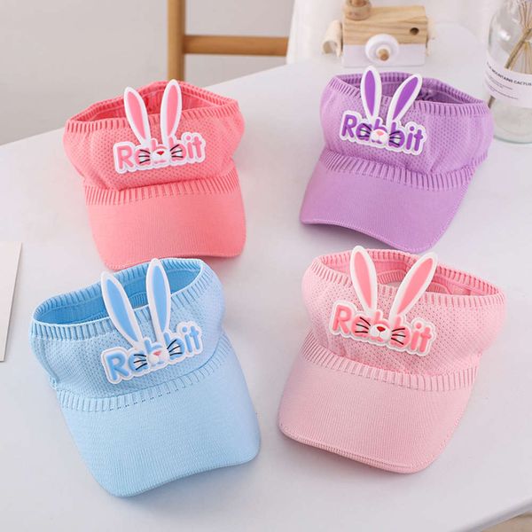 

children's empty hat cartoon sun visor middle school children's summer girl rabbit big eaves protection baby no cap man, Yellow