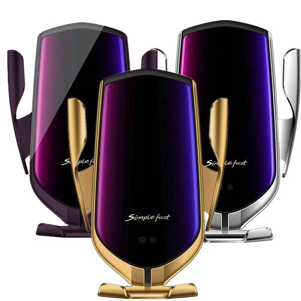 

r2 automatic clamping 10w car wireless charger for iphone x xr 11 12 huawei lg