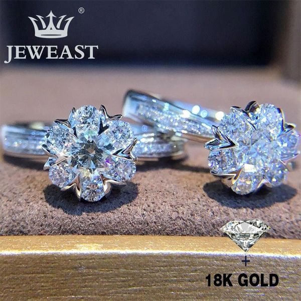 

cluster rings 18k gold pure ring au 750 solid good beautiful upscale trendy classic party fine jewelry sell 2021, Golden;silver