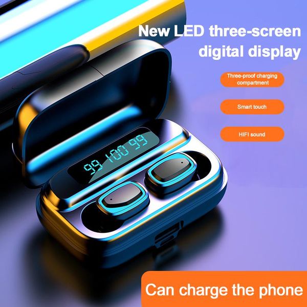

bluetooth earphone ks01 tws wireless bluetooth 5.0 mini sports 3 screen digital display headphone stereo waterproof earbuds