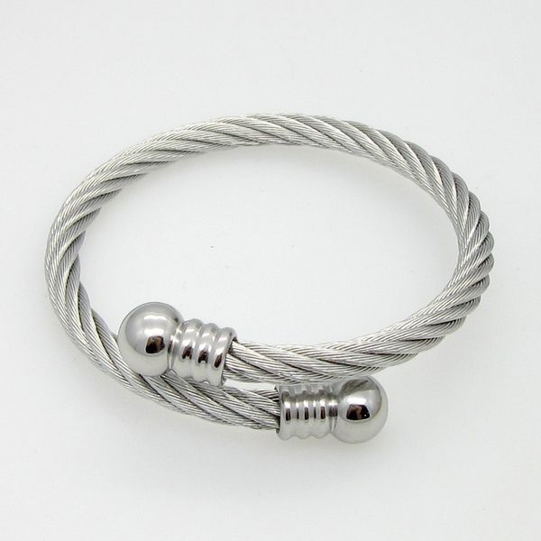 

men bracelet new fashion titanium steel bracelet jewelry personalized twist opening adjustable steel wire bracelet women bangle wholesale, White