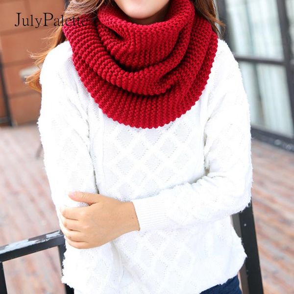 

scarves julypalette 2021 fashion knit snood scarf women solid winter sweater lady warm thick 2 circle cable cowl ring, Blue;gray