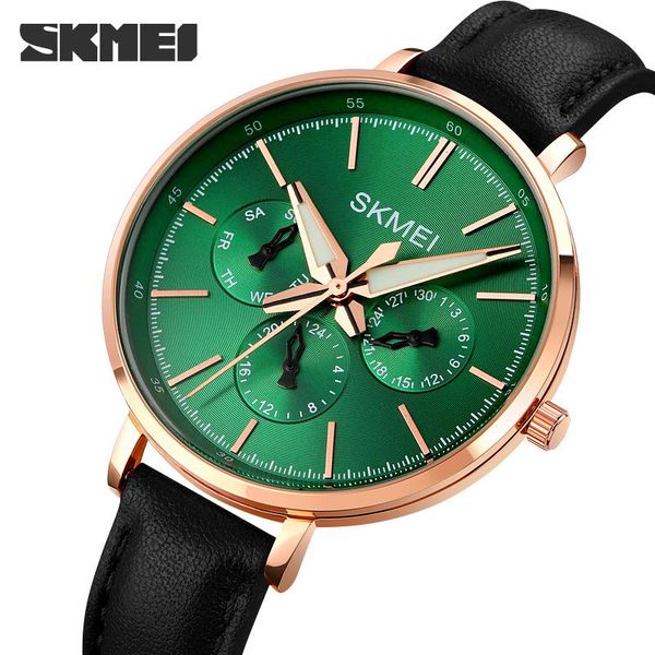 

wristwatches skmei high-end luxury ladies quartz watch fashion retro hand clock waterproof 1665, Slivery;brown
