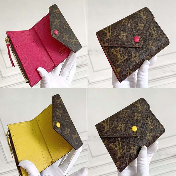 

women designer handbag short clutch bags wallet hasp folding genuine leather original bag serial number purse wallets holders 012