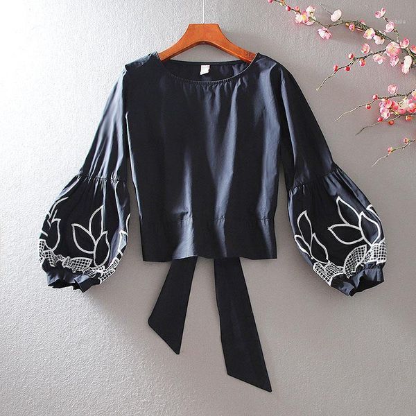 

arrival fashion shirts for women loose delicacy embroidery flower dress cotton blouse female blusa women's blouses &, White