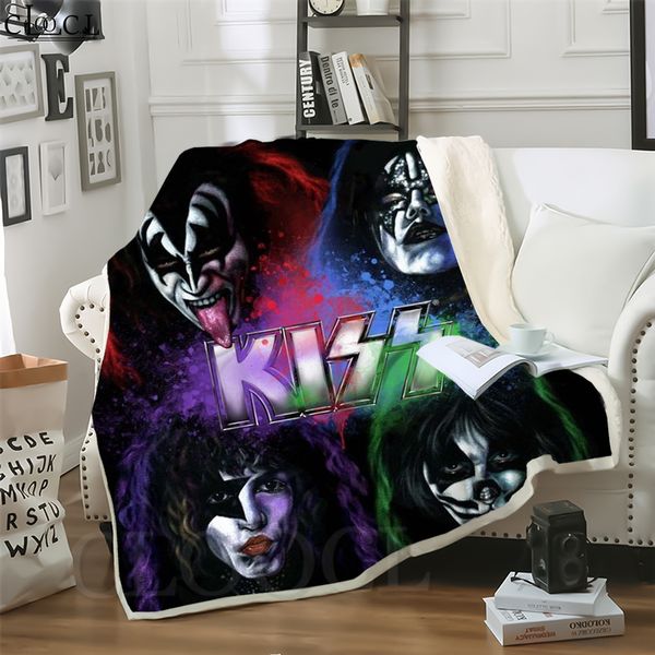 

cloocl hair metal kiss band 3d print casual style air conditioning blanket teens bedding throw blankets plush quilt
