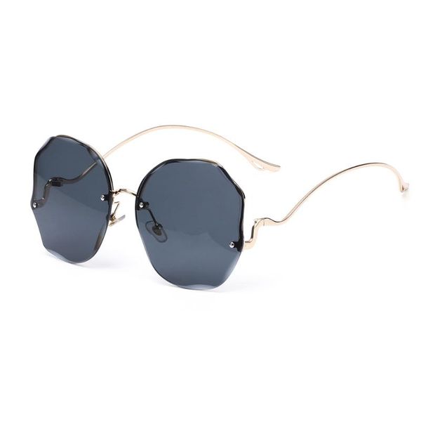 

sunglasses chic gradient 2021 fashion rimlessvintage ocean lens metal curved temples uv400 sun glasses eyewear, White;black