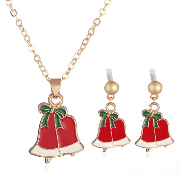 

earrings & necklace 12pcs/lot winter fashion christmas party metal bell earring set, Silver