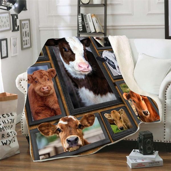 

blankets irisbell 3d dog cat wolf cow print sherpa blanket soft plush throw warm cozy sofa couch office bedding decor