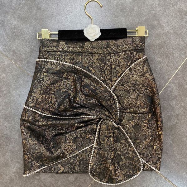 

2021 spring new arrival gold imprint straight-line nature arch vintage style skirt buttock krk7, Black