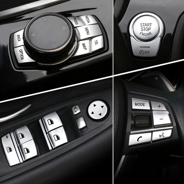 

car interior accessories abs chrome button cover stickers for bmw 3 5 6 7 series x3 x4 f10 f07 f06 f12 f13 f01 f02 f20 f30 f32 car styling