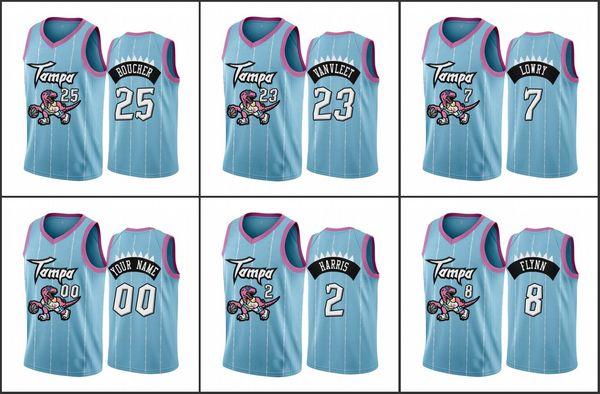 

men torontoraptorsog anunoby kyle lowry malachi flynn fred vanvleet custom pink blue 2021citytampa jersey, Black