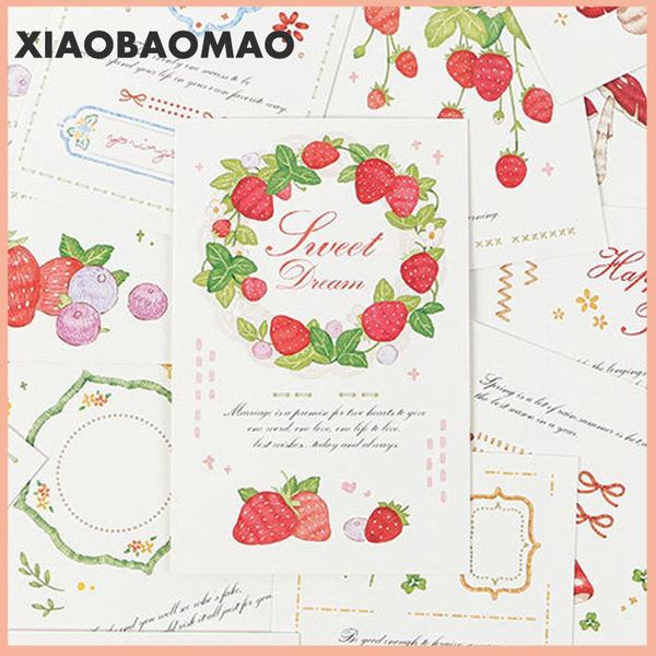 

bookmark 30pcs / pack cartoon strawberry fruit paper postcards cute greeting gifts card message label kawaii business invitation for