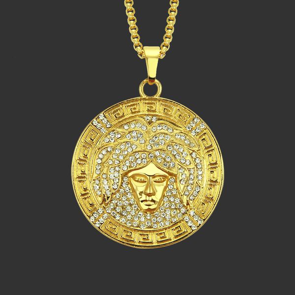 

amulet neck pendants hip hop head pendant necklace disc long selling, Silver