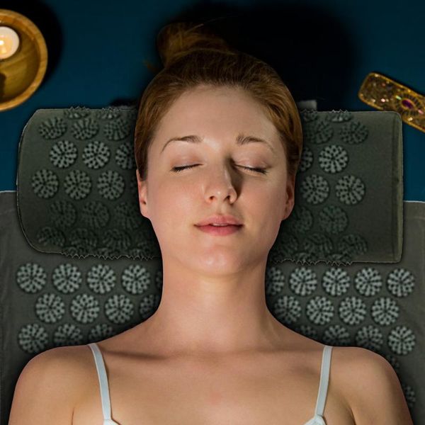 

acupuncture massage cushion with pillow relieve body pain stress yoga mat set neck waist back massage euipment
