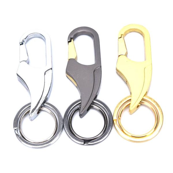 

keychains 1pcs durable stainless steel keychain gourd buckle carabiner key chain waist belt clip anti-lost hanging ring, Silver